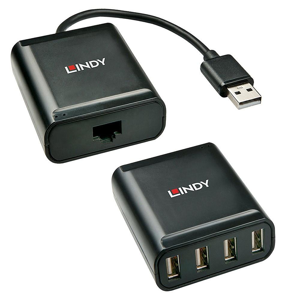 USB forlænger via Cat.6 – LINDY 60 m, 4-port USB 2.0 billede