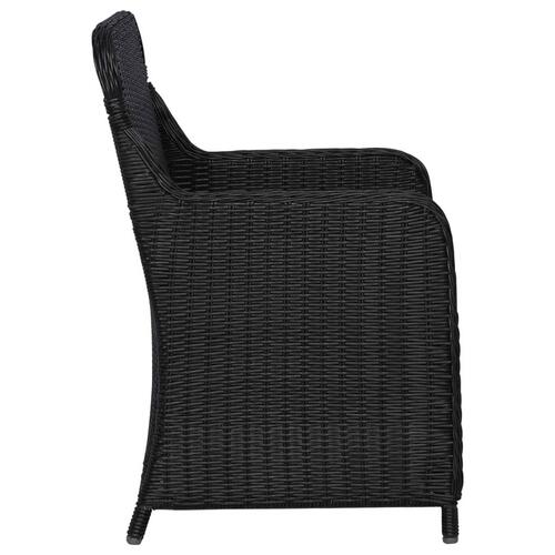 Spisebordssæt til haven 11 dele polyrattan sort