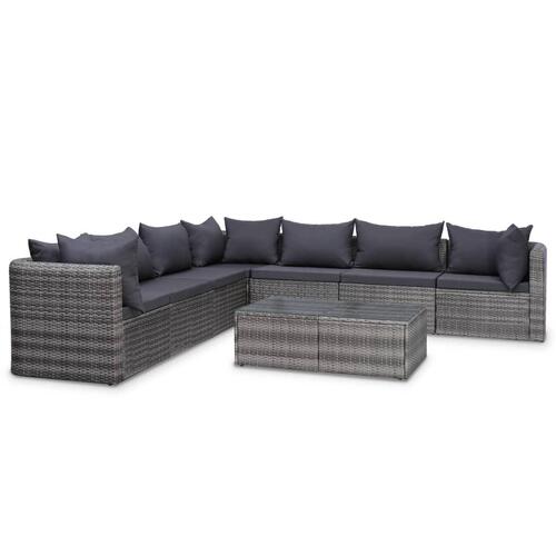 Loungesæt til haven 10 dele med hynder polyrattan grå
