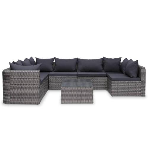 Loungesæt til haven 10 dele med hynder polyrattan grå