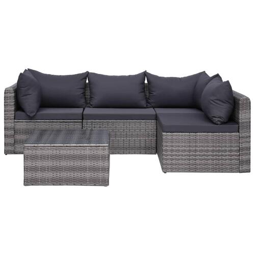 Loungesæt til haven 7 dele med hynder polyrattan grå