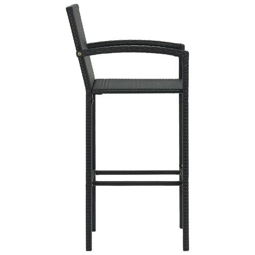 Udendørs barsæt 5 dele med armlæn polyrattan sort