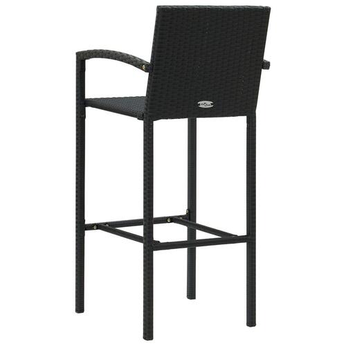 Udendørs barsæt 5 dele med armlæn polyrattan sort