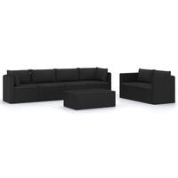 Loungesæt til haven 7 dele med hynder polyrattan sort