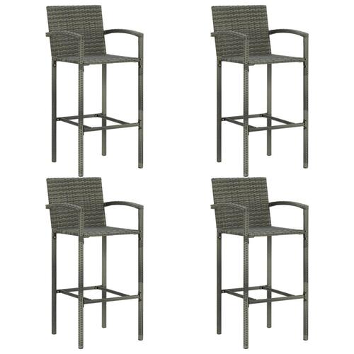 Udendørs barsæt 5 dele med armlæn polyrattan grå