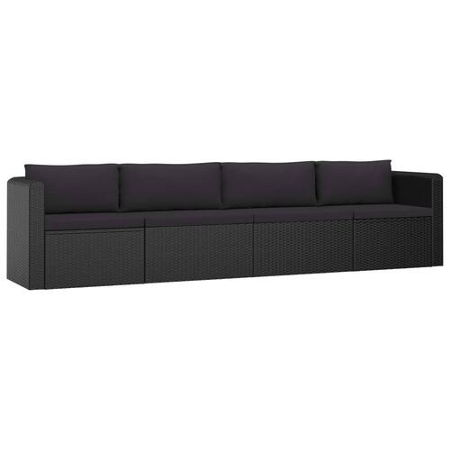 Loungesæt til haven 9 dele med hynder polyrattan sort