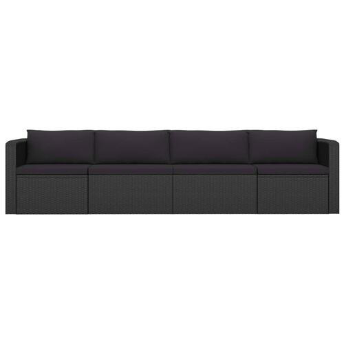 Loungesæt til haven 9 dele med hynder polyrattan sort