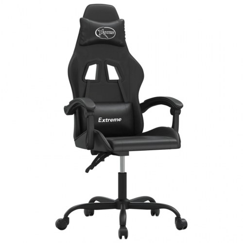 Drejelig gamingstol i kunstlæder - sort, højde- og ryglænsjusterbar