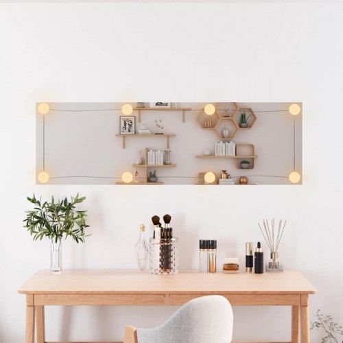 Vægspejl med LED-lys 30 × 100 cm - rektangulært glas