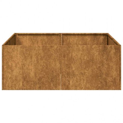 Plantekasse i cortenstål - rustfarvet 80 × 80 × 30 cm, åben bund