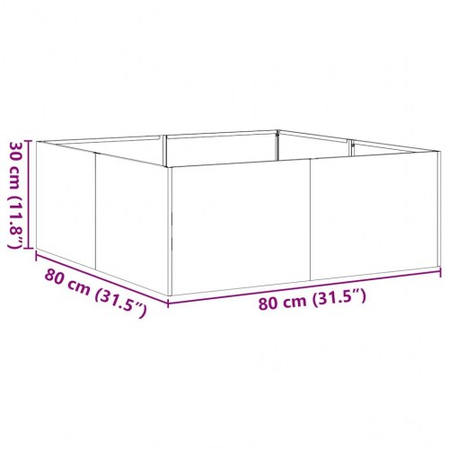 Plantekasse i cortenstål - rustfarvet 80 × 80 × 30 cm, åben bund