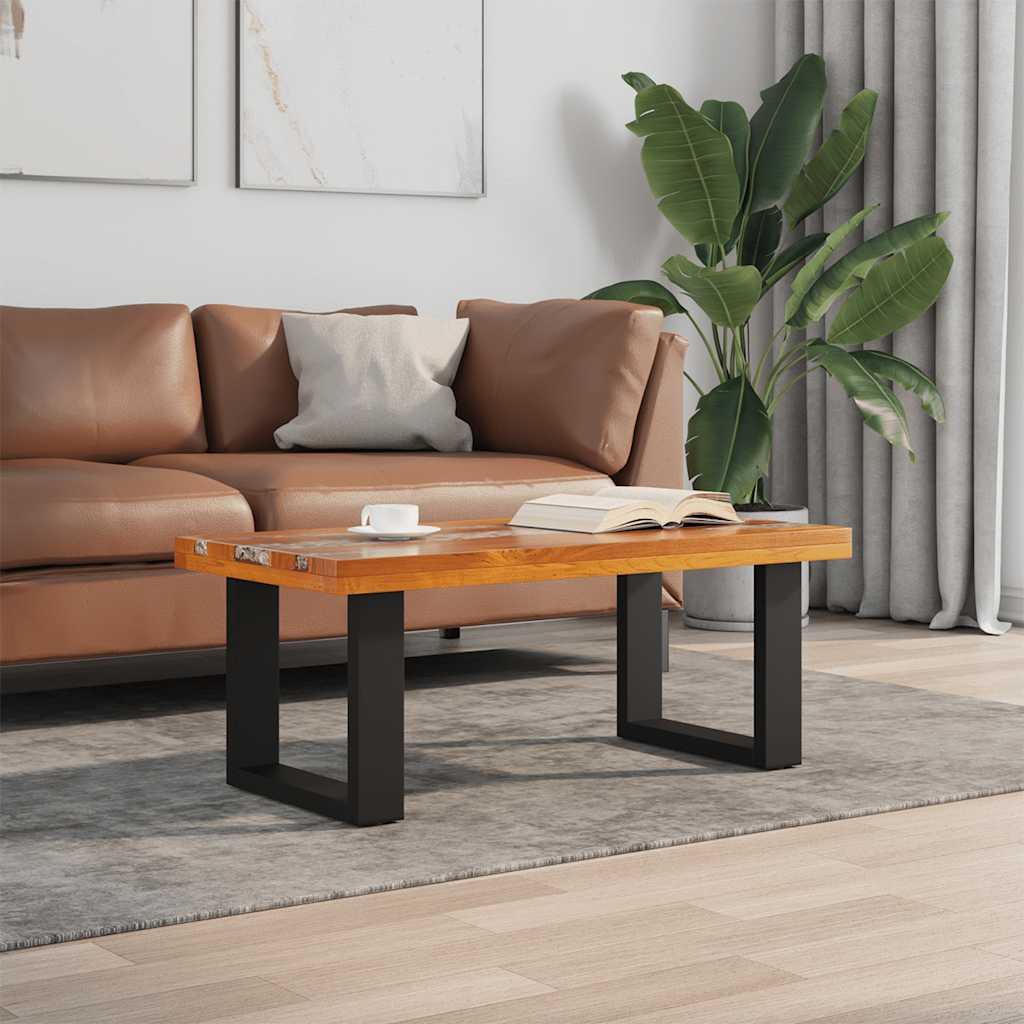 Sofabord i teaktræ og plastik 100 x 50 cm billede