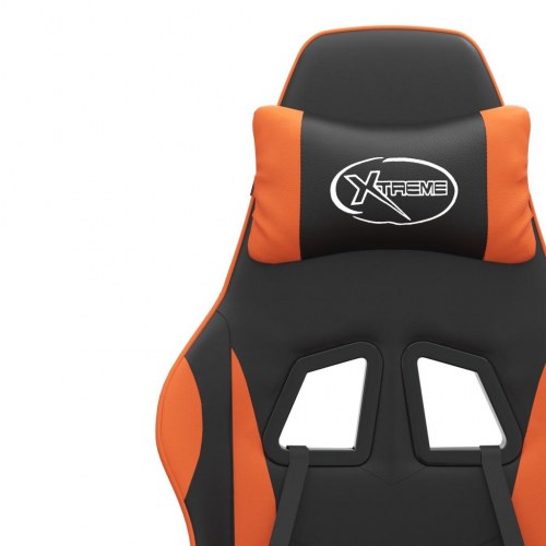 Gamingstol med fodstøtte i kunstlæder - sort/orange