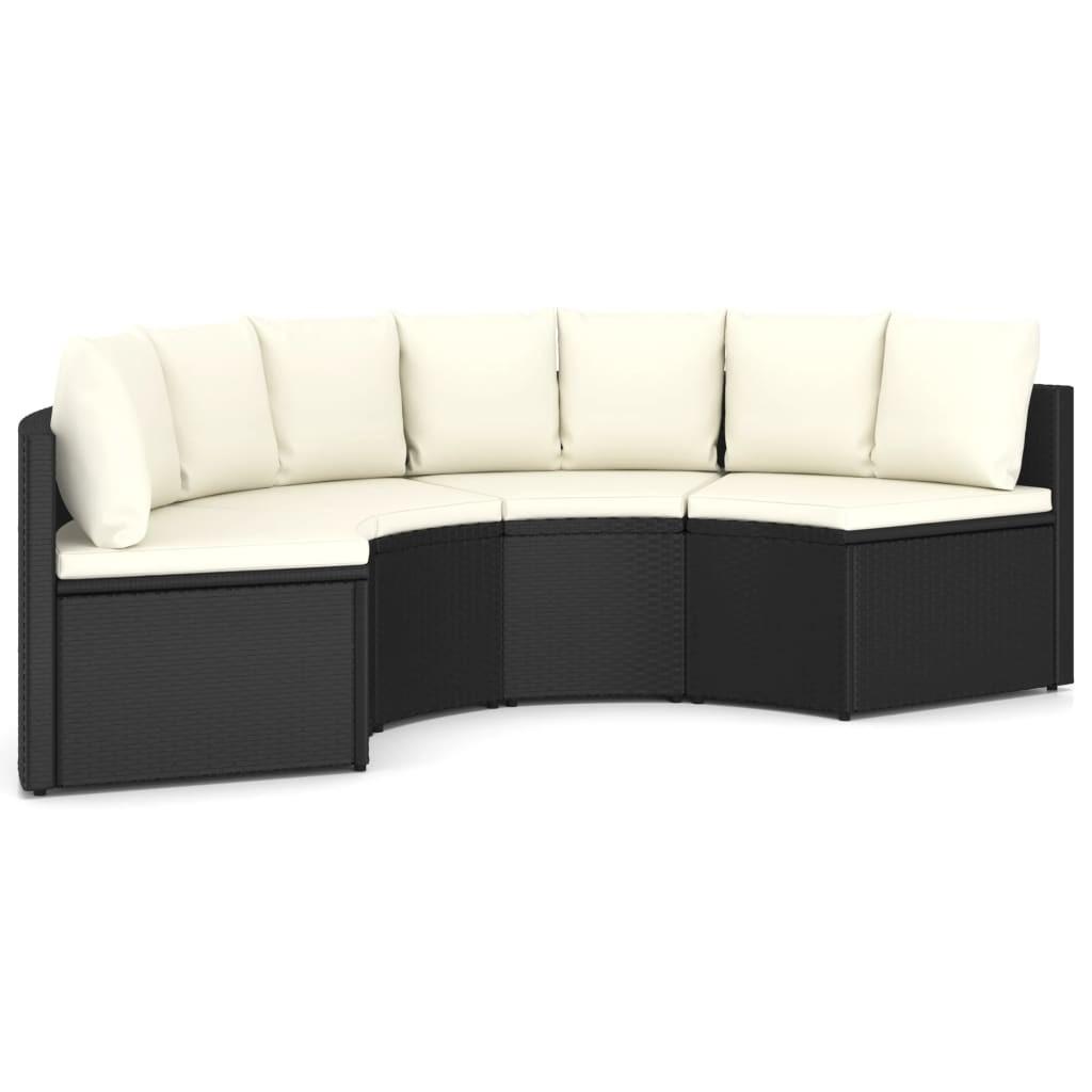 Sofasæt til haven 4 dele med hynder polyrattan sort billede