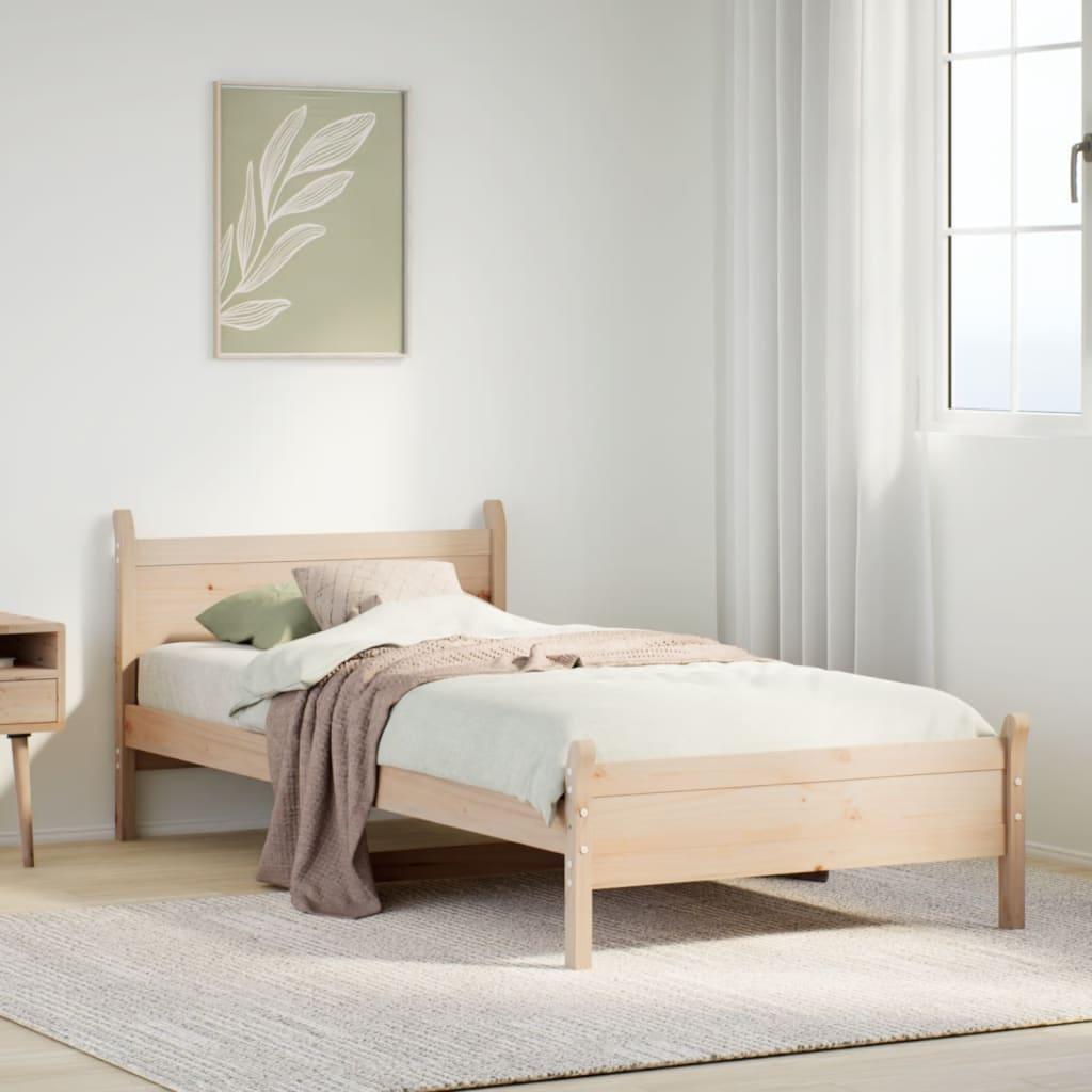 Sengeramme uden madras 90x200 cm massivt fyrretræ billede