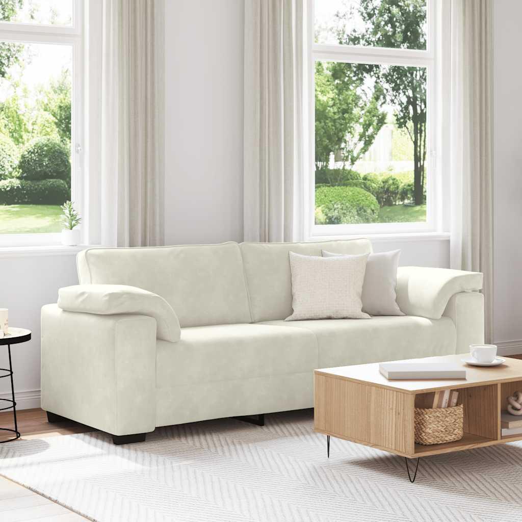 3-personers sofa 178 cm fløjl cremefarvet billede