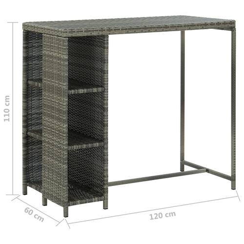 Havebarsæt 5 dele med hynder polyrattan grå