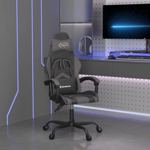 Drejelig gamingstol i kunstlæder - sort/grå, højde- og ryglænsjusterbar