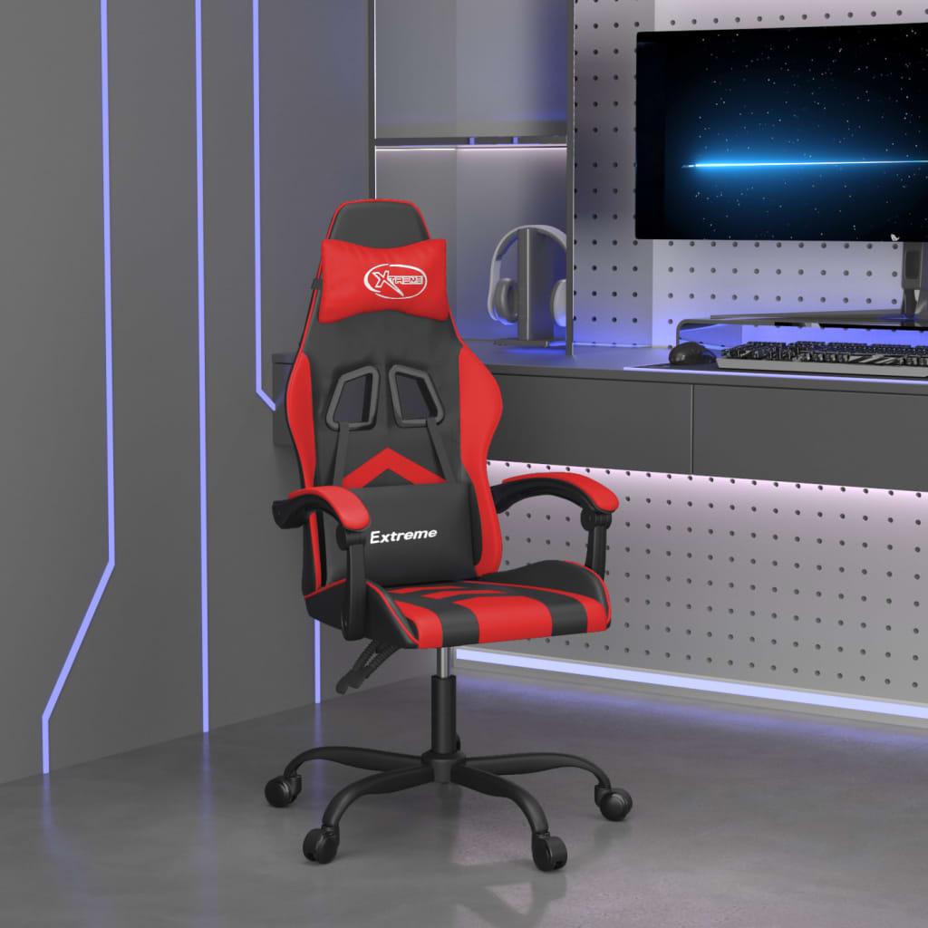 Drejelig gamingstol kunstlæder sort og rød billede