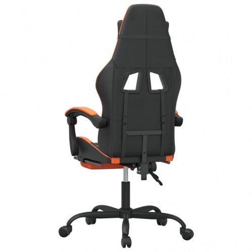 Gamingstol med fodstøtte og massagepude - sort/orange