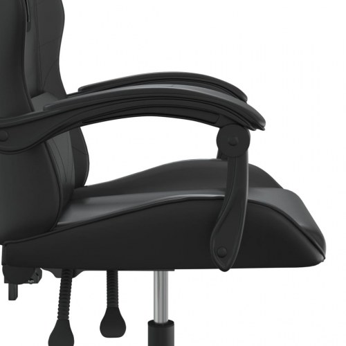 Drejelig gamingstol i kunstlæder - sort, højdejusterbar med massagepude
