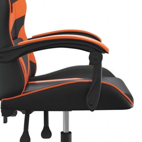 Drejelig gamingstol i kunstlæder - sort/orange, højde- og ryglænsjusterbar
