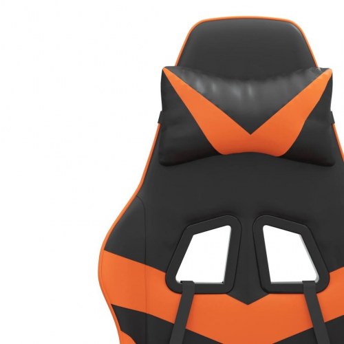 Drejelig gamingstol i kunstlæder - sort/orange, højde- og ryglænsjusterbar