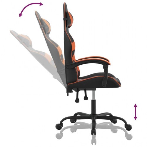 Drejelig gamingstol i kunstlæder - sort/orange, højde- og ryglænsjusterbar