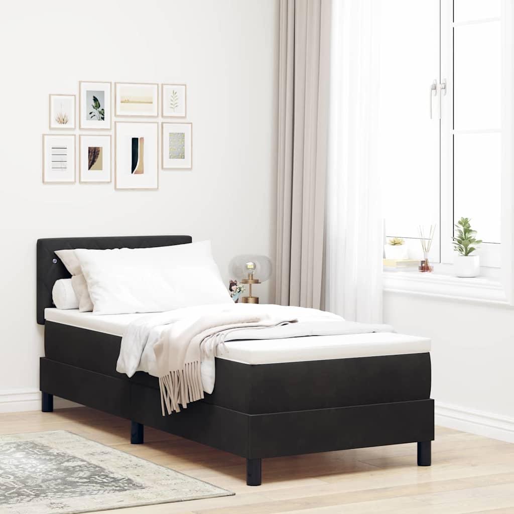 Kontinentalseng med madras Sort 80 x 200 cm Fløjl billede