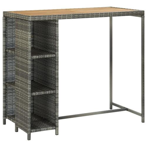 Havebarsæt 5 dele med hynder polyrattan grå