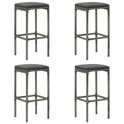 Havebarsæt 5 dele med hynder polyrattan grå
