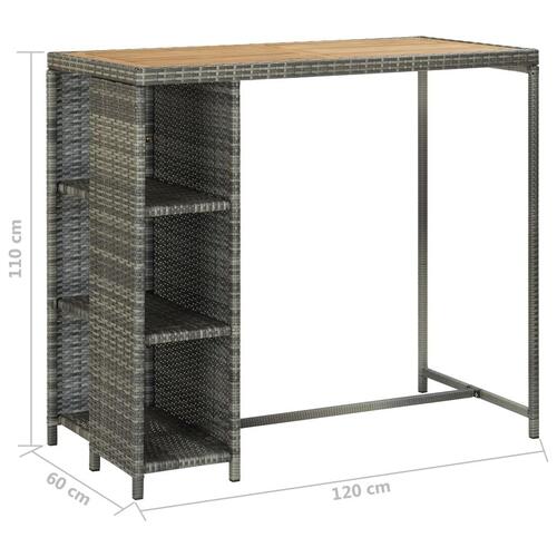 Havebarsæt 5 dele med hynder polyrattan grå