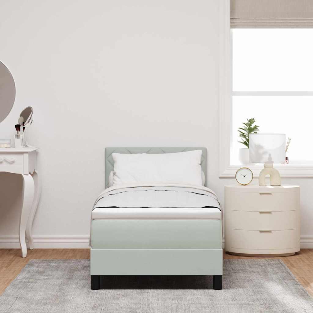 LED Box Spring Bed med madras med LED Lysegrå 80 x 200 cm Fløjl billede
