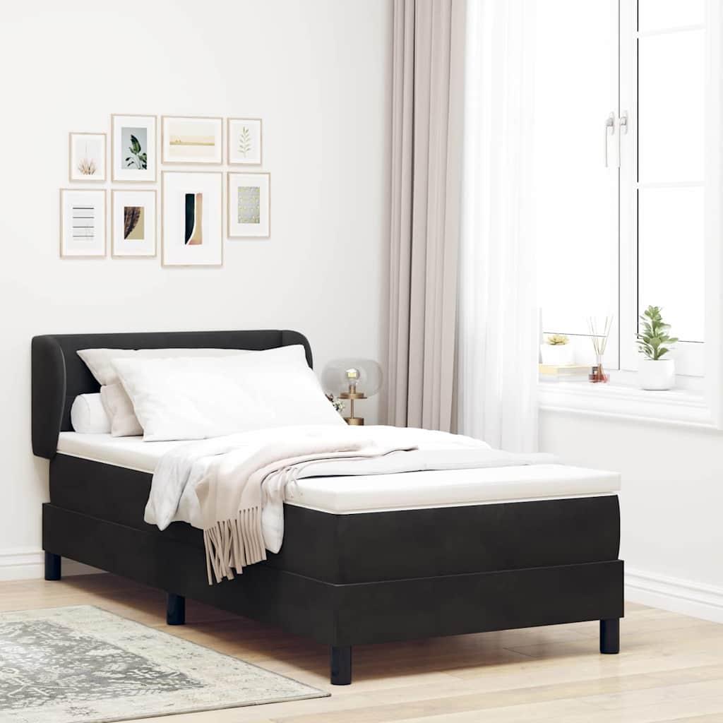 Kontinentalseng med madras Sort 80 x 200 cm Fløjl billede