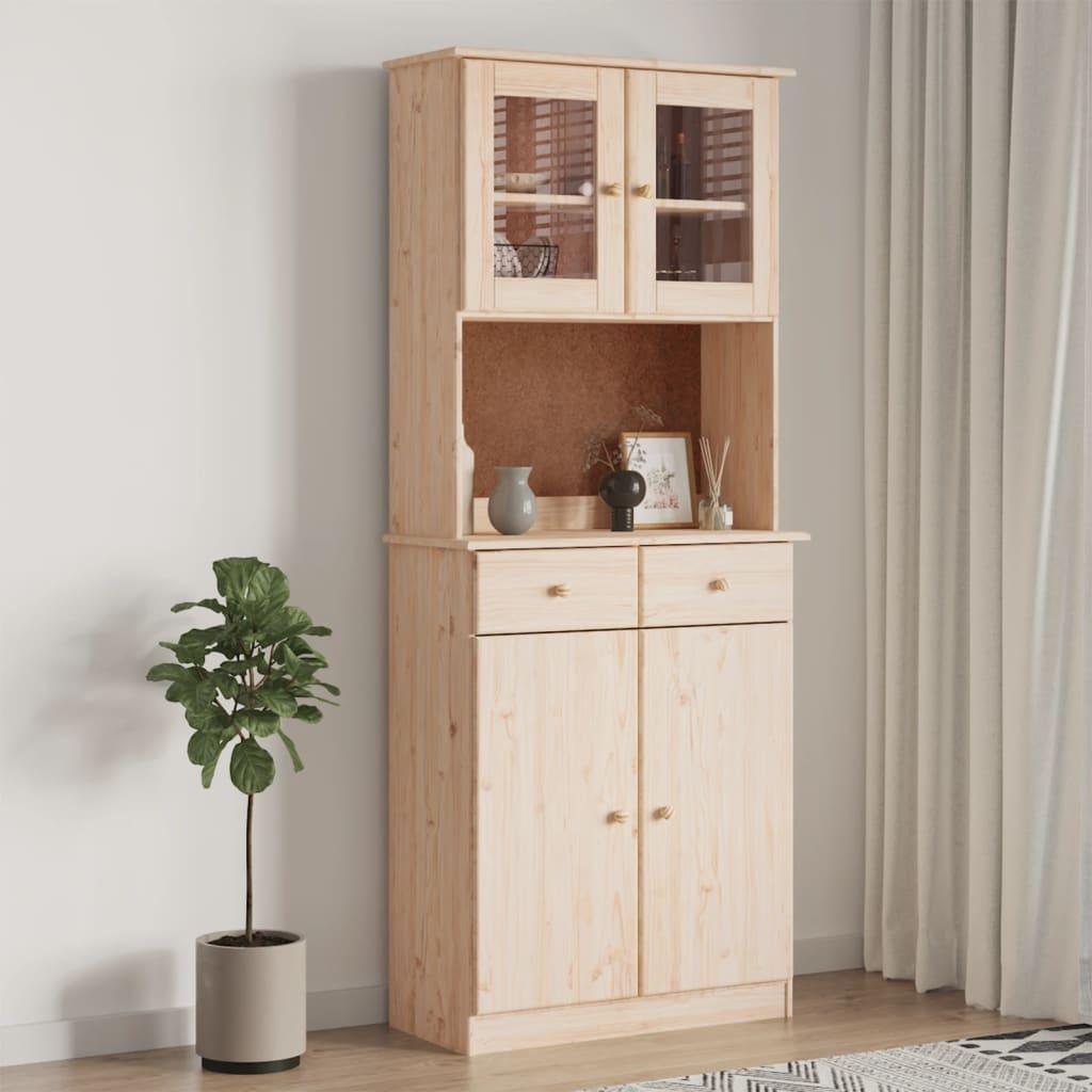 Højskab ALTA 77x35x188 cm massivt fyrretræ billede