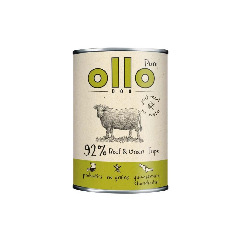 Hundefoder vådfoder OLLO Pure oksekød & green tripe – 400 g billede