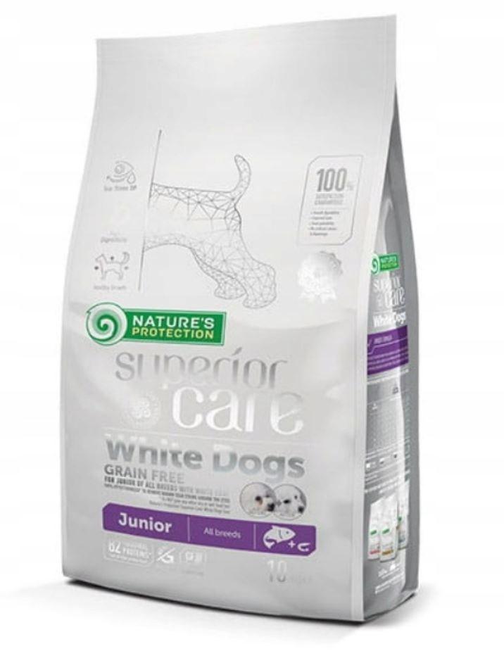 Hundefoder NATURE'S PROTECTION Superior Care White Dogs Junior, kornfrit laks – 10 kg billede