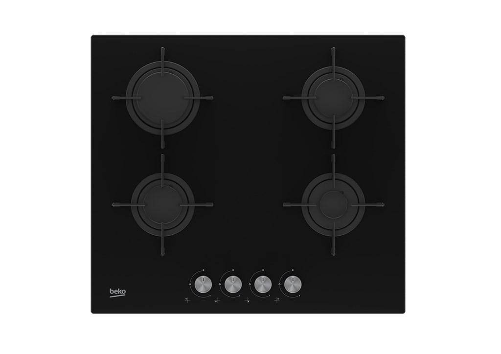 Indbygningskogeplade gas Beko HILG 64220 S - 4 zoner, sort glas billede