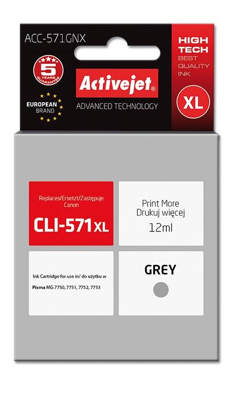 Blækpatron til Canon – Activejet CLI-571XL Grey, 12 ml (kompatibel) billede