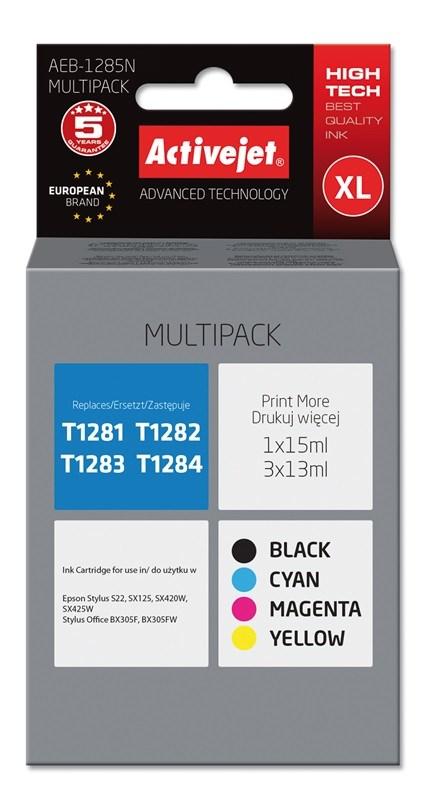 Blækpatroner til Epson – Activejet AEB-1285N multipack XL (T1281/T1282/T1283/T1284) – sort, cyan, magenta, gul billede