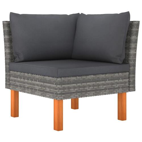 3-personers havesofa med hynder polyrattan grå
