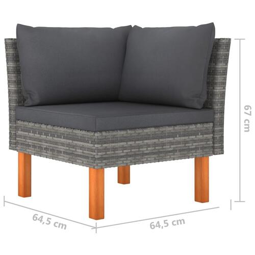 3-personers havesofa med hynder polyrattan grå