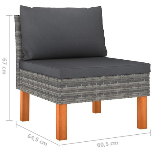 3-personers havesofa med hynder polyrattan grå