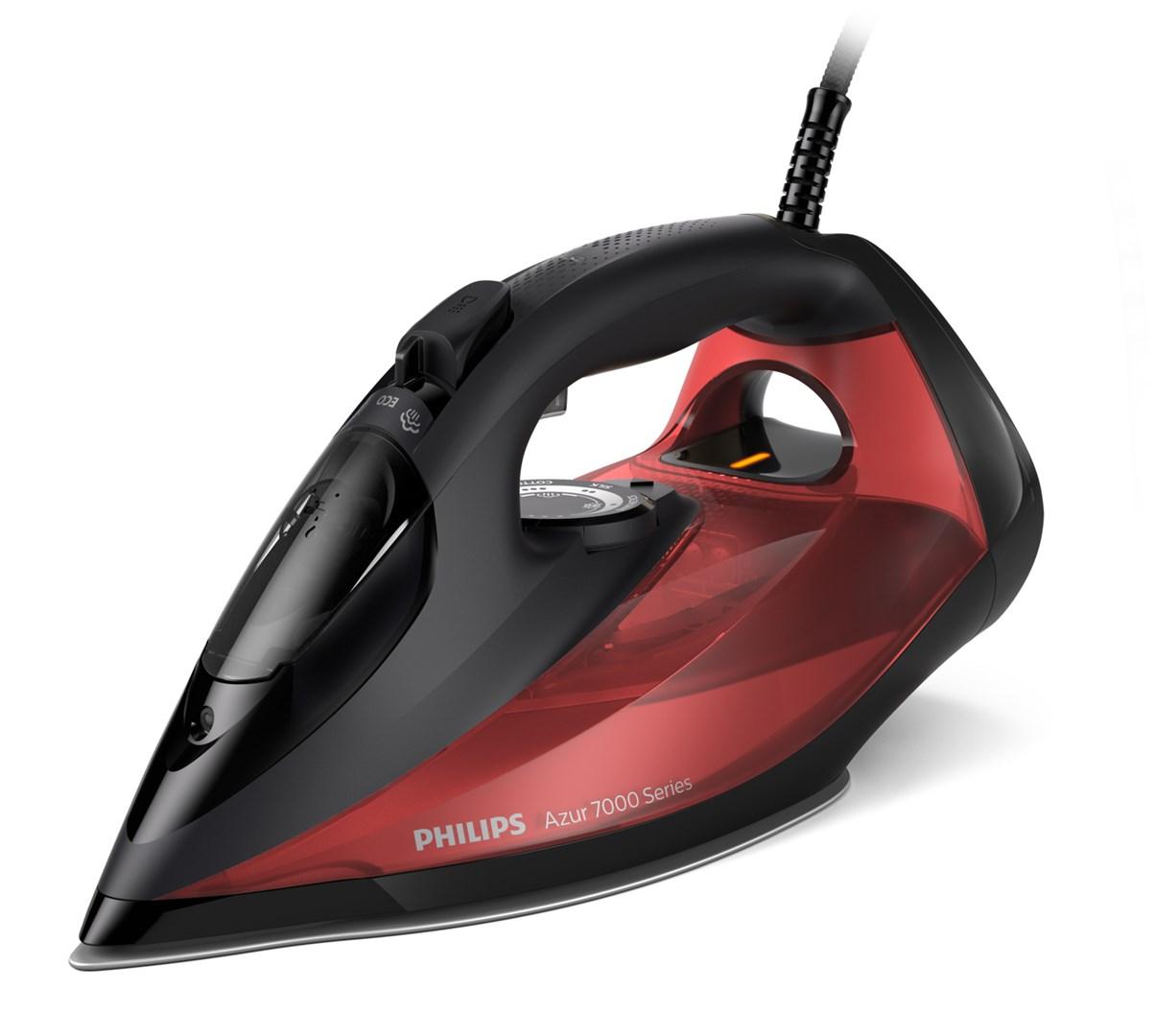 Dampstrygejern Philips Azur 7000-serien DST7022/40, 2.800 W, SteamGlide Plus, sort/rød billede