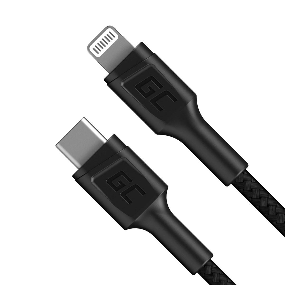 USB-C til Lightning kabel 1 m – Green Cell (sort) billede