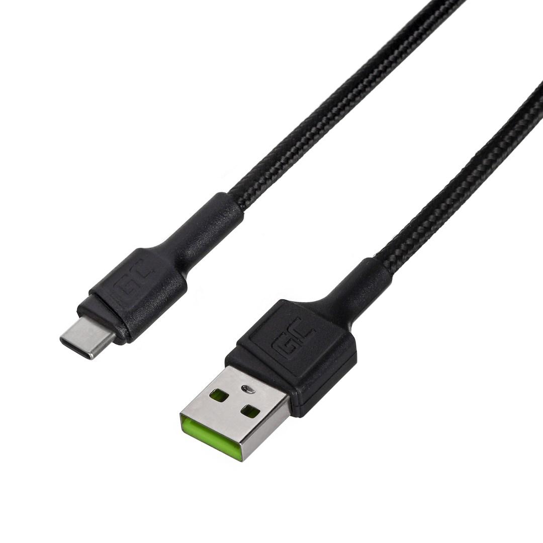 USB-C kabel Green Cell 1,2 m - USB 2.0, 60 W, sort billede
