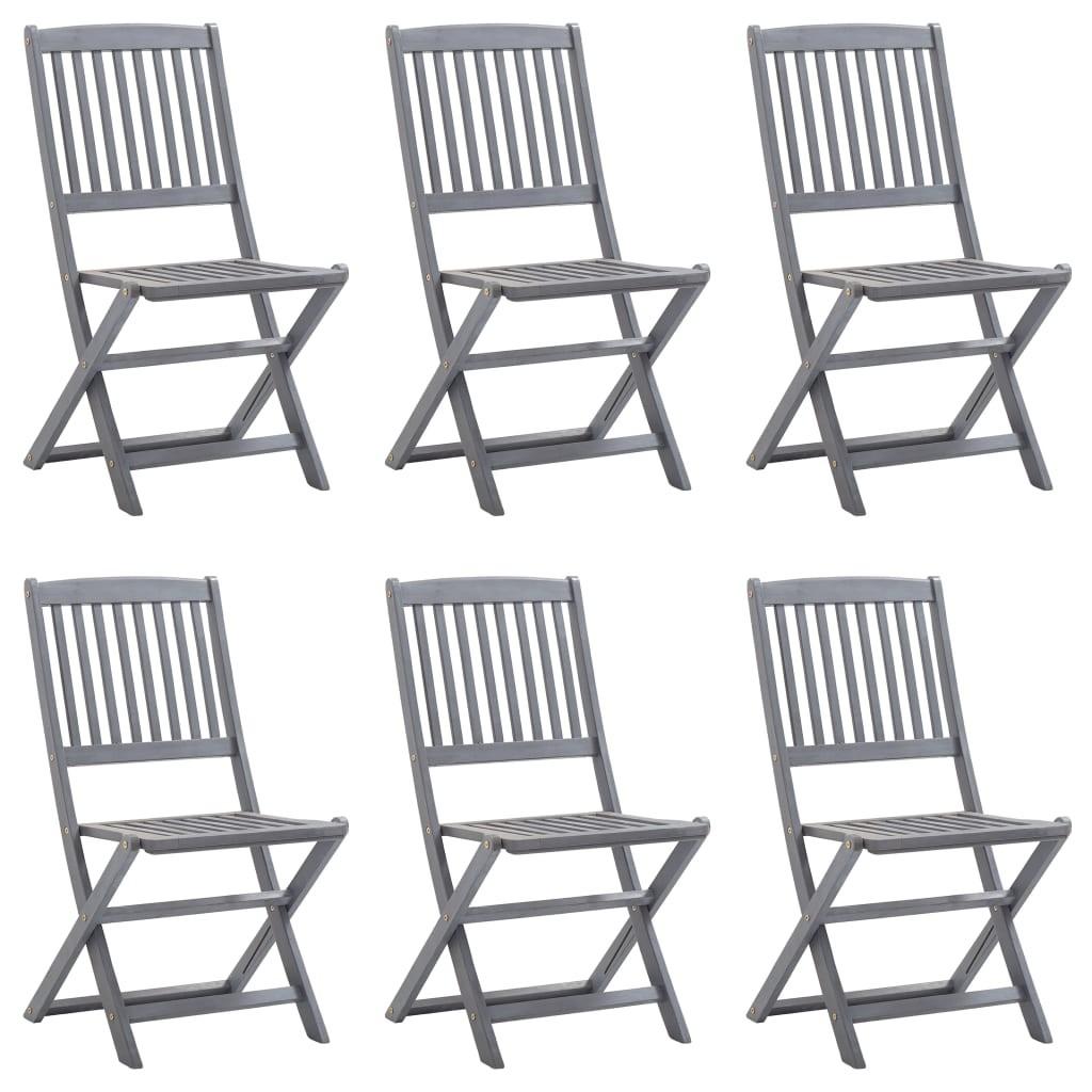 Foldbare havestole 6 stk. massivt akacietræ