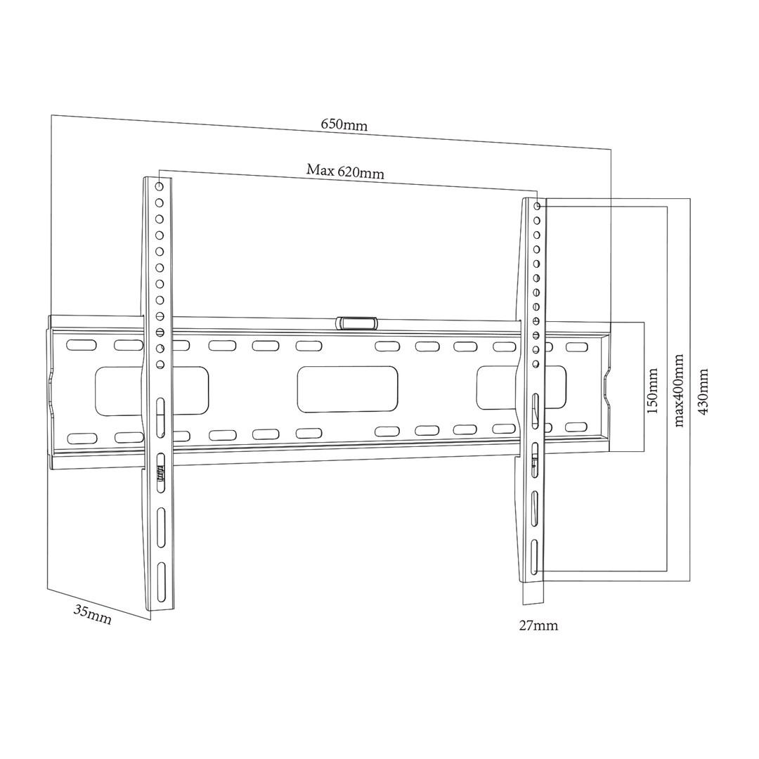 Vægbeslag til TV Maclean MC-419 32"–100", VESA 600×400, tilt, maks. 80 kg billede
