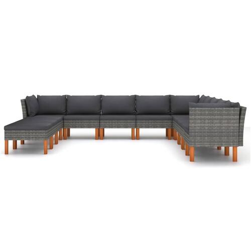 Loungesæt til haven 12 dele med hynder polyrattan grå