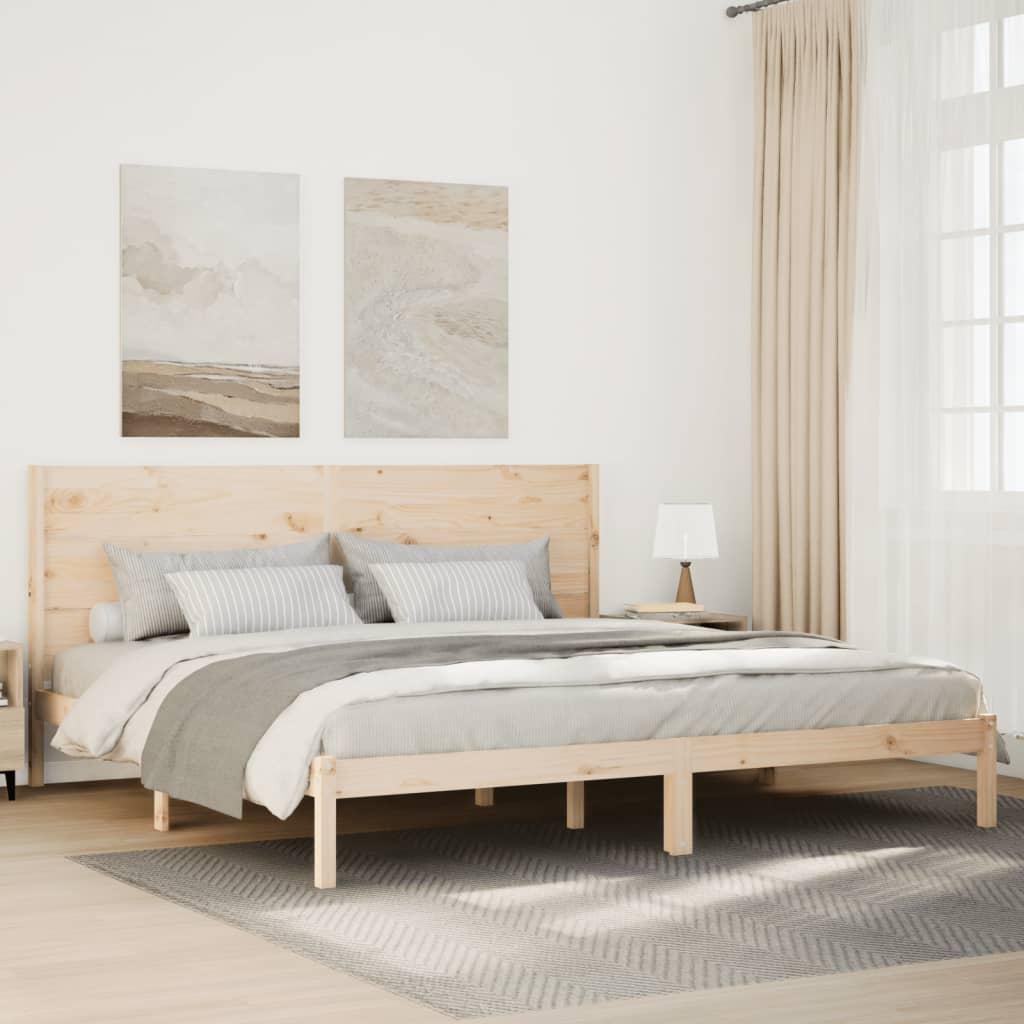 Ekstra lang sengeramme uden madras 200x210 cm massivt træ billede